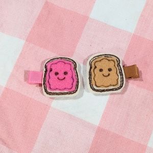 NEW Peanut Butter and Jelly Hair Clips for Girls, toddlers, babies